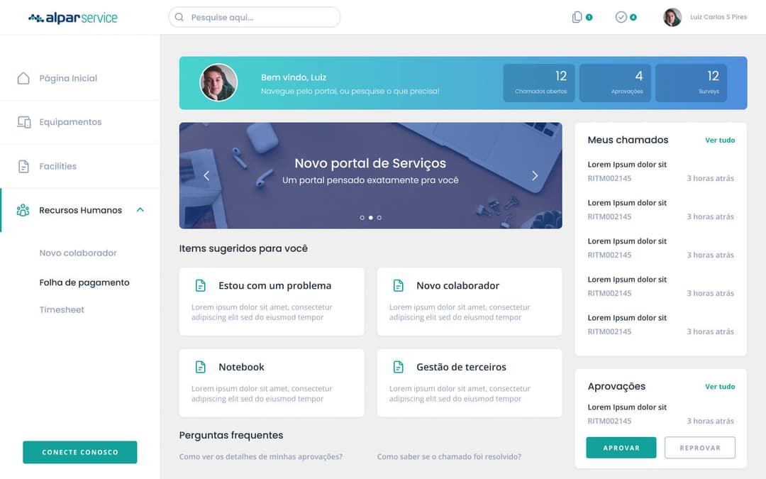 ServiceNow Portal clean and modern design
